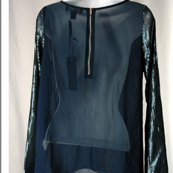 NWT STYLESTALKER Blue Brillitte sequin blouse, 6, Long Sleeve, mesh back - Picture 6 of 8